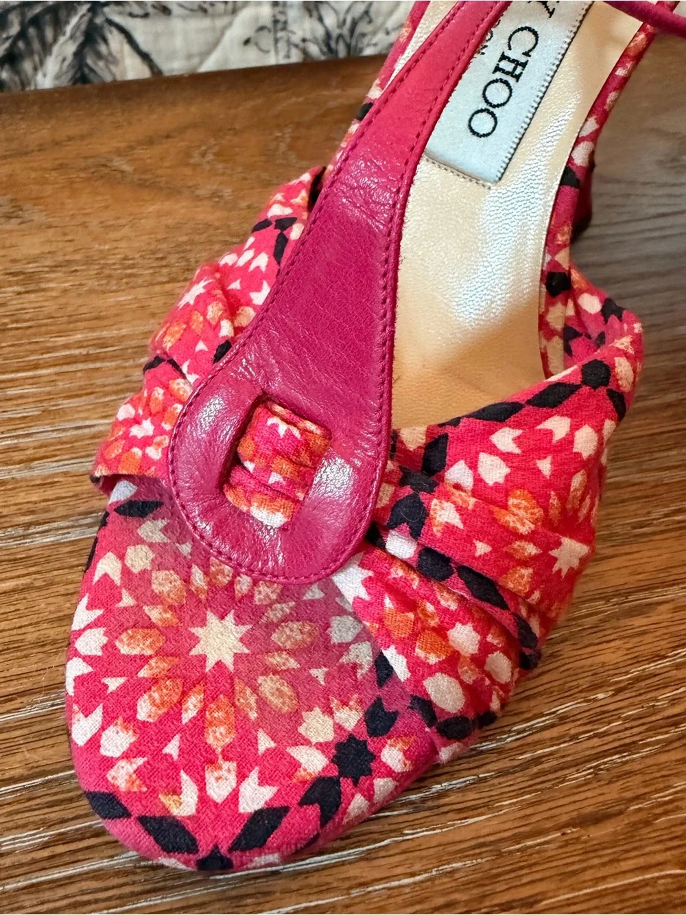 Jimmy Choo Pink Floral Lace-Up Heels wedges Sandals